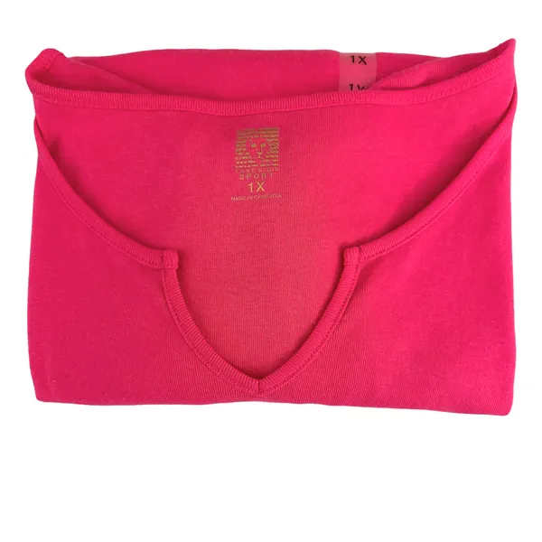 NWT Sport Fuchsia Short Sleeve Tee Split Neckline and Curved Hem 1X - Image 7