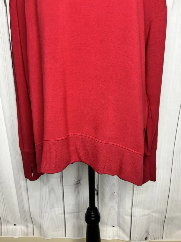 Athleta Coaster Luxe Sweatshirt Red Tencel Modal Pullover Sz L High Low Hem - Image 3