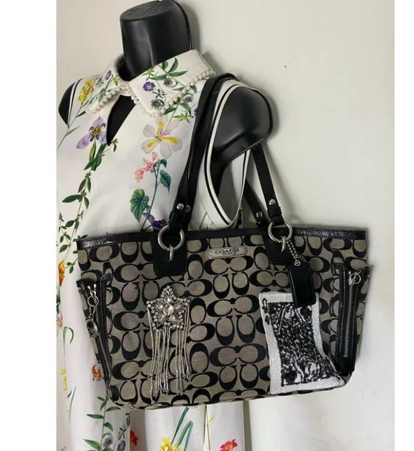 Coach Black Tote Bag Customized W/ embellishments - Image 8