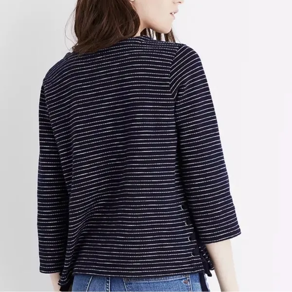 Madewell Striped Side-Lace Deep Navy and White Long sleeve Top - Image 5