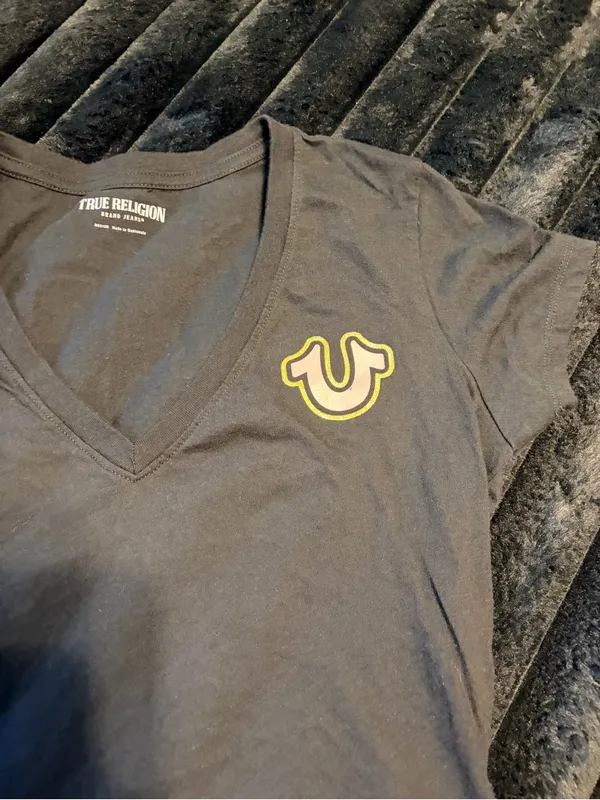 True Religion Black V-Neck Tee - Image 2