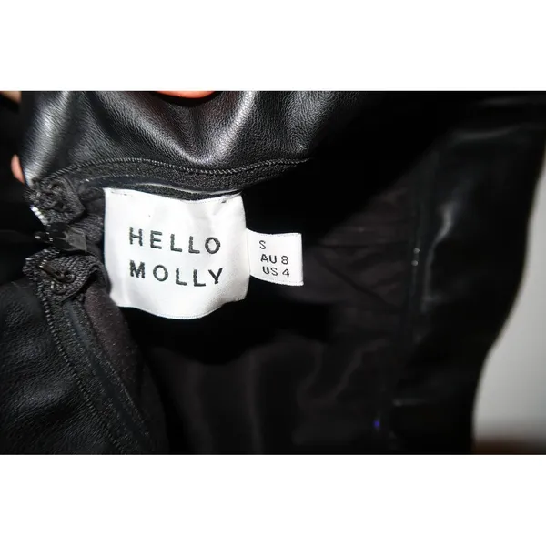 Hello Molly Faux Leather Mini Dress Black‎ Small US 4 Strapless Edgy Night Out - Image 4