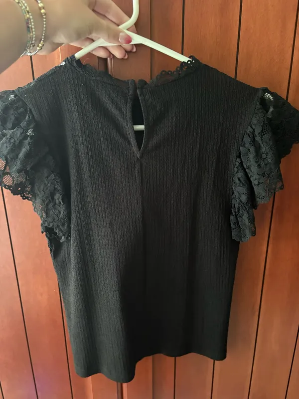 ZARA Lace Blouse Black - Image 3