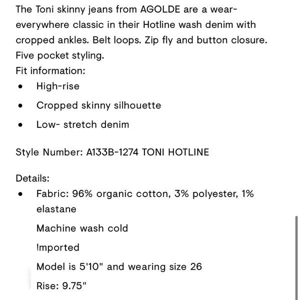 EUC AGOLDE Toni Crop Skinny Jeans - Image 2