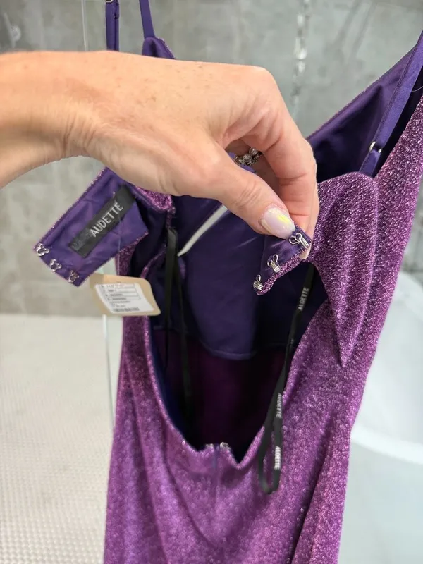 Shimmering Purple Cutout V-Neck Midi Dress by Audette Studios - *NWT size XS - Image 6