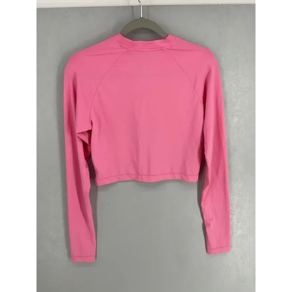 H&M Move Womens Cropped Quarter Zip Athletic Top Pink Thumbhole Size L - Image 3