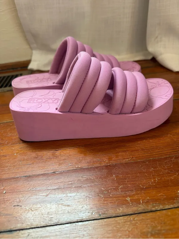 Roxy Totally Tubular Platform Slides Purple Size 8 - Image 3