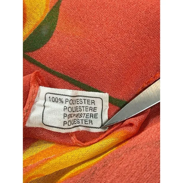 Made in Italy Orange Floral Scarf 100% Polyester Sheer Lightweight Wrap - Image 4