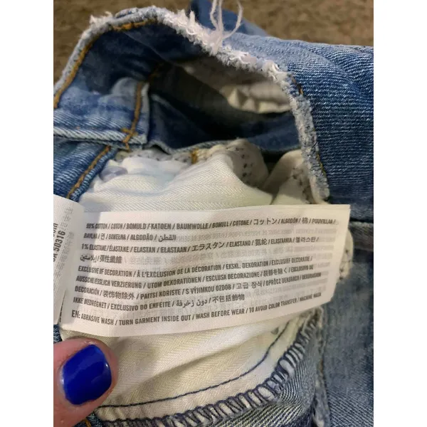 Abercrombie & Fitch Zoe Straight Jeans 25 0R Blue‎ Two Tone Side Stripe Y2K Boho - Image 6