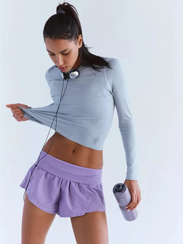 NEW! Free People FP Movement L CARPE DIEM Blueberry Athletic Shorts Periwinkle - Image 10