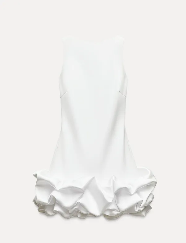 Zara dress mini white fitted bodycon with ruffled skirt party evening wedding - Image 20