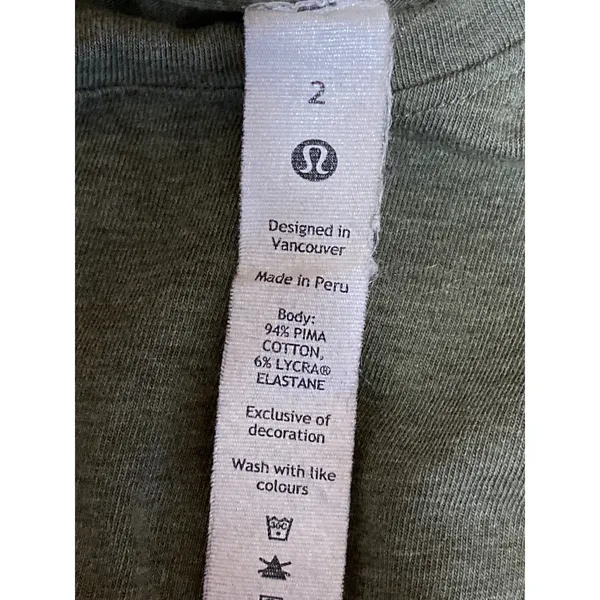 Lululemon Women's Army Green Yoga Short Sleeve Athletic T Shirt Tee Top Size 2 - Image 5