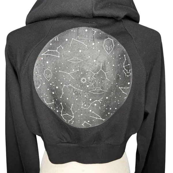 Cyberdog London Hoodie L Cropped Snake‎ Moon Alien Constellation Cyber Goth Rave - Image 7