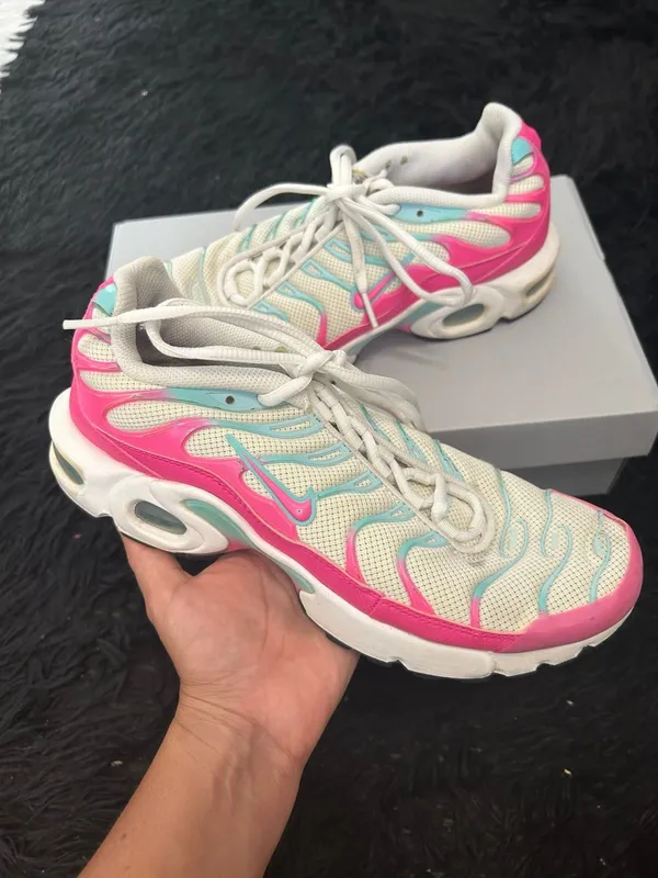 NIKE air max plus Gs south beach lace up shoes sneakers women's 8.5=7Y preowned - Image 8