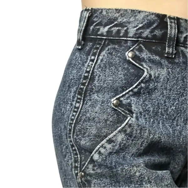 Vintage Roper Bareback Acid Wash Western Mom Jeans Zig Zag Pocket High Rise USA - Image 2