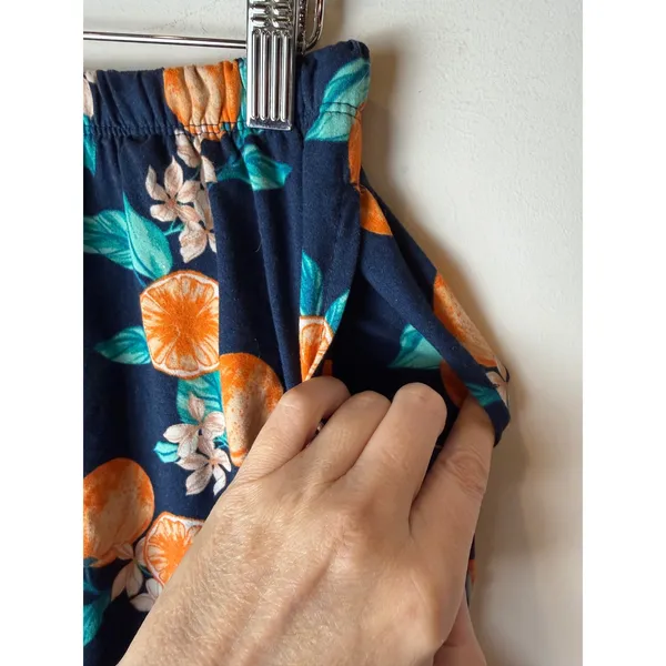 Joyspun Pajama Set Women Small Blue Orange Citrus Floral Print Short Sleepwear - Image 15