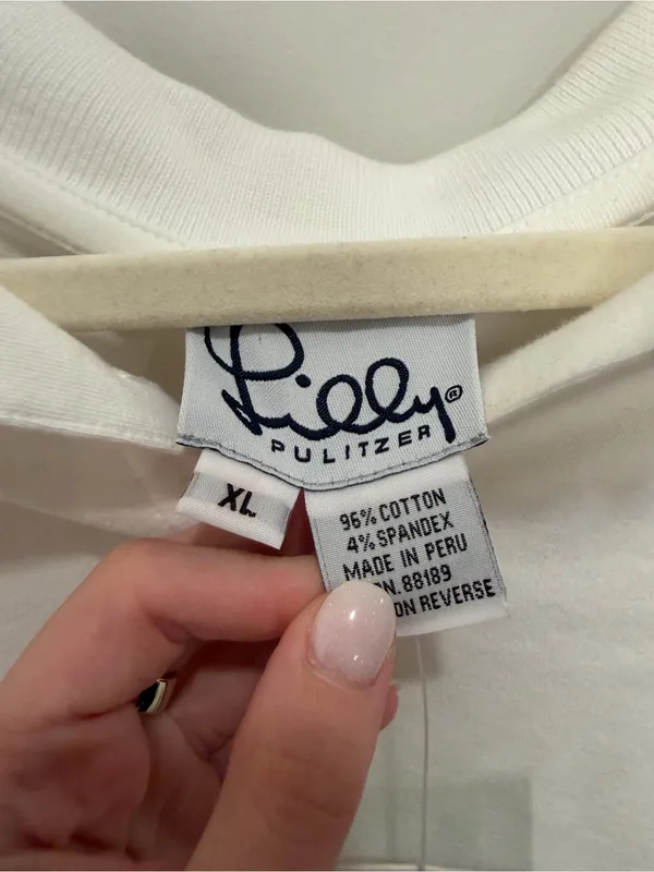 Lilly Pulitzer Shrunken Polo White Pink Logo Size XL - Image 2