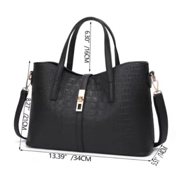 Crocodile embossed Bag set Black - Image 15