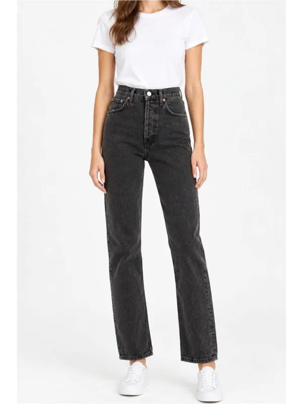 AGOLDE 90's Pinch Waist Jeans, Black Tea, 23” - Image 4