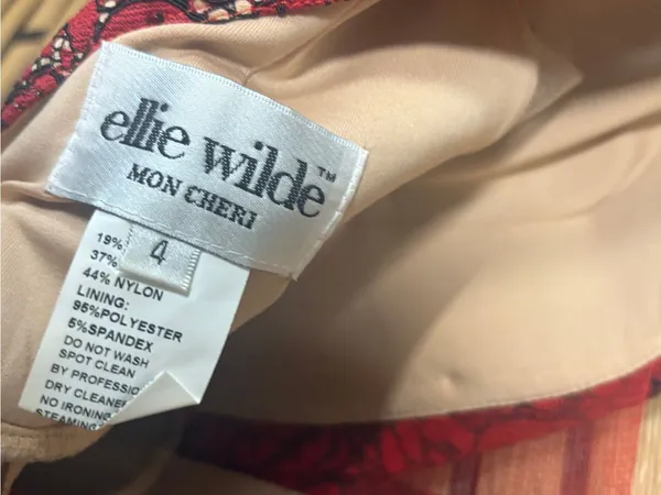Ellie Wilde mon Cheri red and tan lace gown size 4 - Image 15