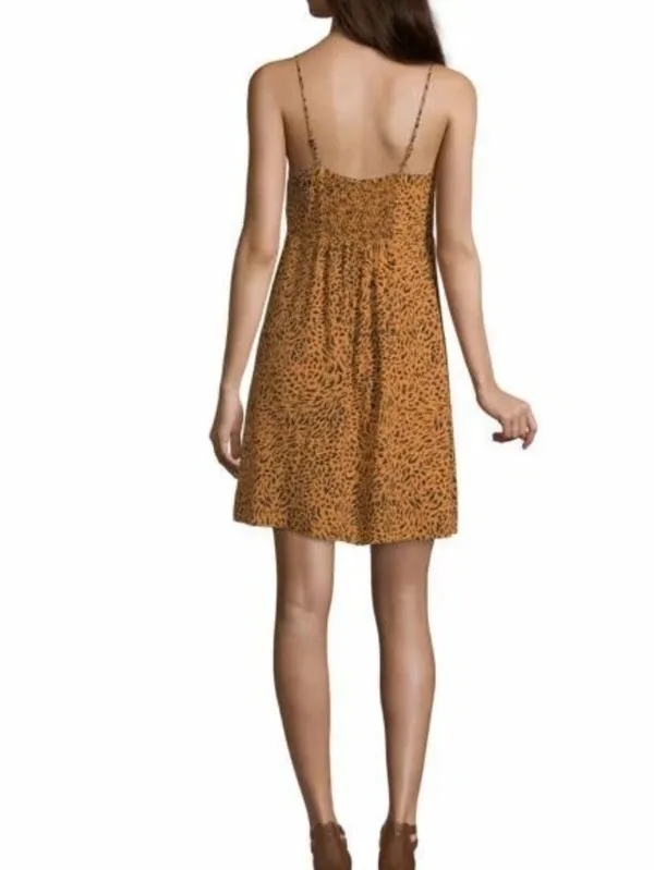 Arizona Jeans Tan Animal Print Spaghetti Strap Fit & Flare Mini Dress Size M - Image 2