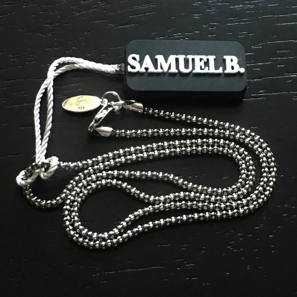 SAMUEL B Oxidized Sterling Silver Necklace Popcorn Chain 18 inches Brand New - Image 9