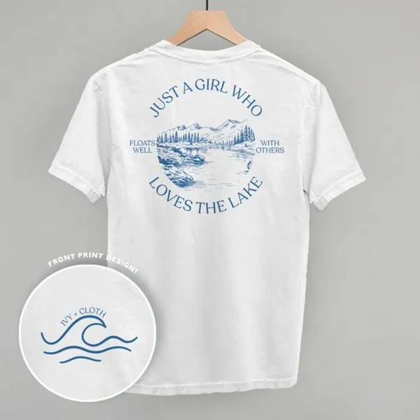 NWT White Cotton Ivy & Cloth Just A Girl Who Loves The Lake (Back Print) T-shirt - Image 2