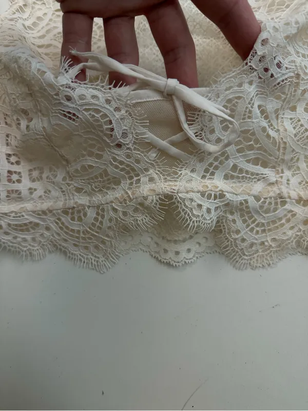 Victorias Secret Dream Angels Bralette Floral Lace Corset Unlined Ivory Cream - Image 3