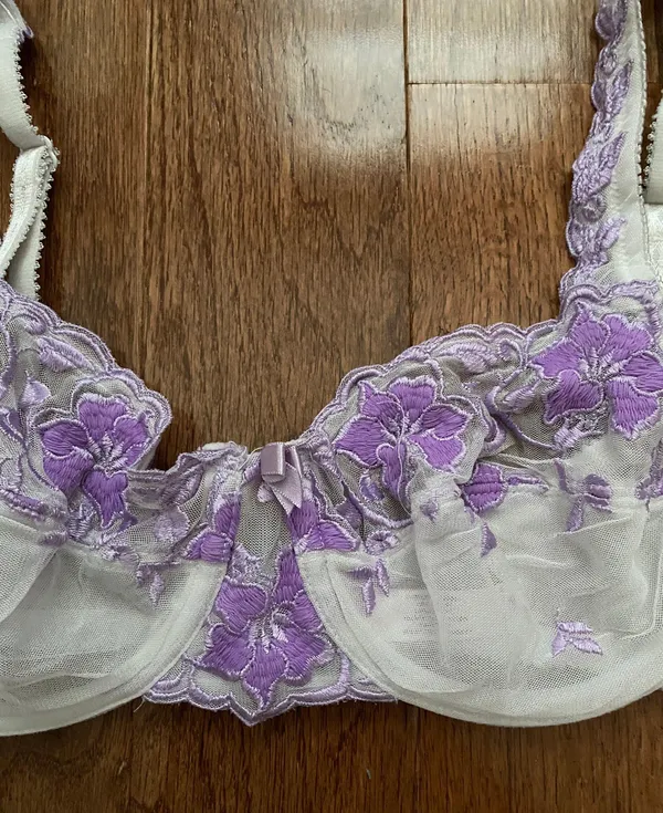 Y2k vintage embroidered lavender victoria’s secret balconette mesh bra - Image 3