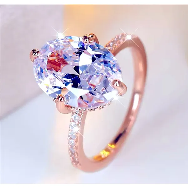 NEW‎ Women's 6Ct Yellow Gold Plated Silver Oval Simulated Diamond Ring - Image 10