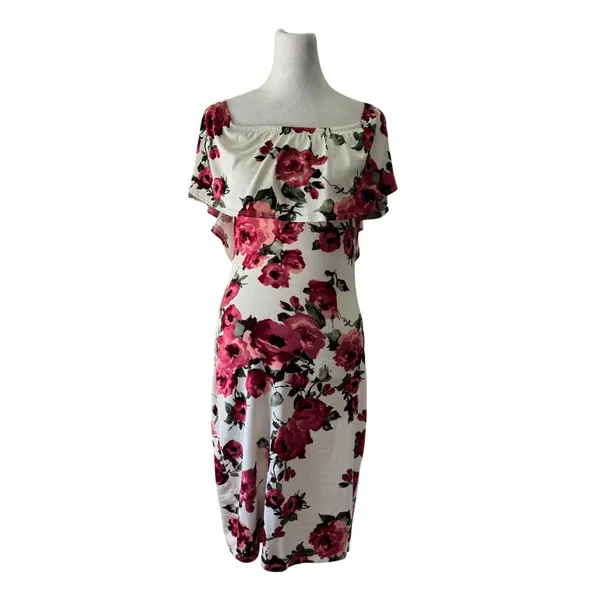 Vintage Y2K TMG White Floral Print Bodycon Mini Dress - Image 2