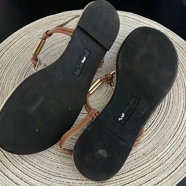 Montego Bay Tan Gold Hardware Thong Slingback Sandals‎ Size 9 - Image 12