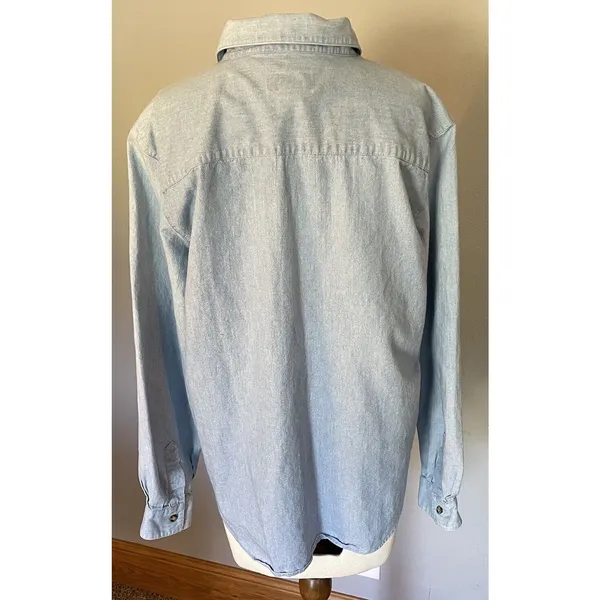 Talbot’s Christmas Shirt‎ Women’s Sz LG Button Up Chambray Ice Skates Mittens - Image 8