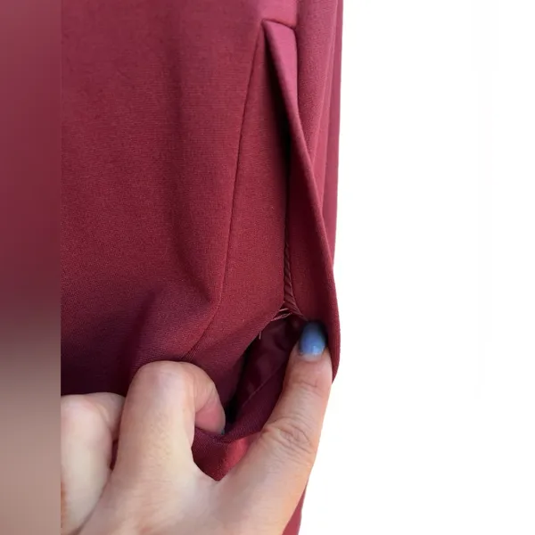 Marc New York Women’s Maroon Long Blazer Coat‎ Gold Buttons Size M - Image 6