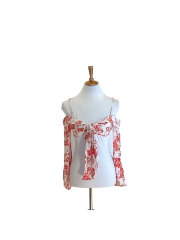 Ale by Alessandra Roshina Crop Top Red Size XS Revolve Floral Boho Festival Cute - Image 2