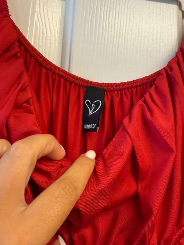 Windsor Red Romper Sweetheart Neckline Dress - Image 3