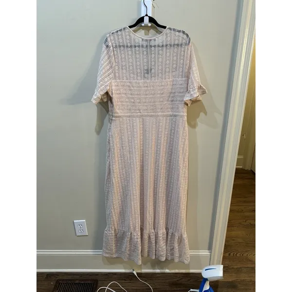 BCBGMAXAZRIA Lace-Overlay Maxi Dress Size XL Ruffle Prairie Boho‎ $268 - Image 4