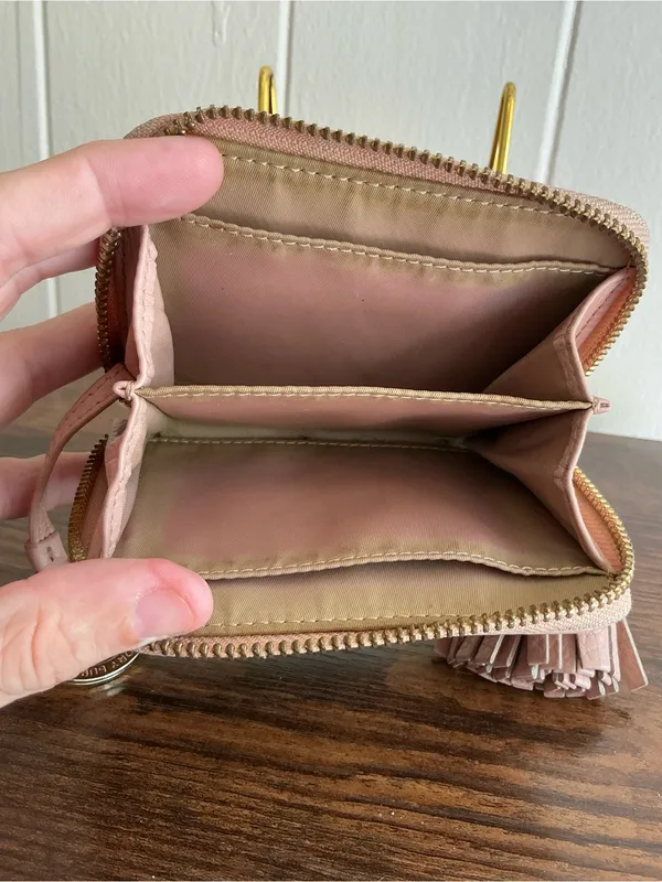 Rare Vintage HTF Pink Leather Zip Around Tory Burch Small Keyring Wallet - Image 7