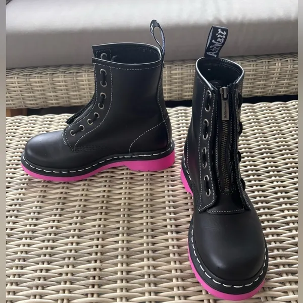 New without box. Dr. Martens 1460 Pink Sole Wanama Leather‎ Jungle Zip Boots - Image 2