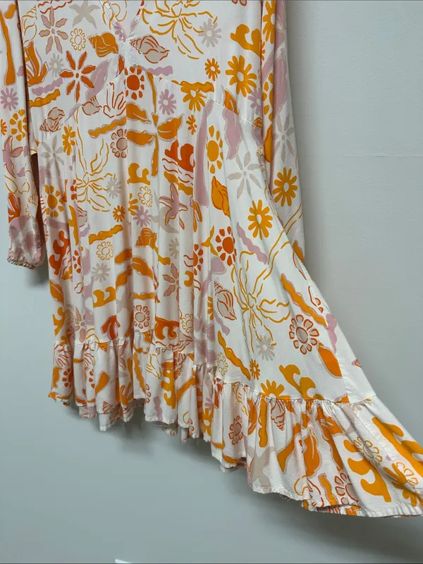 Label of Love Beachy Orange & White Mini Dress or Cover Up size L - Image 5