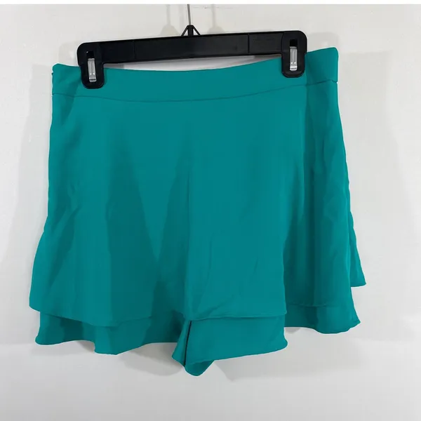 Zara‎ Teal Green High Rise Ruffle Tiered Skort Women's Large Preppy Academia - Image 3