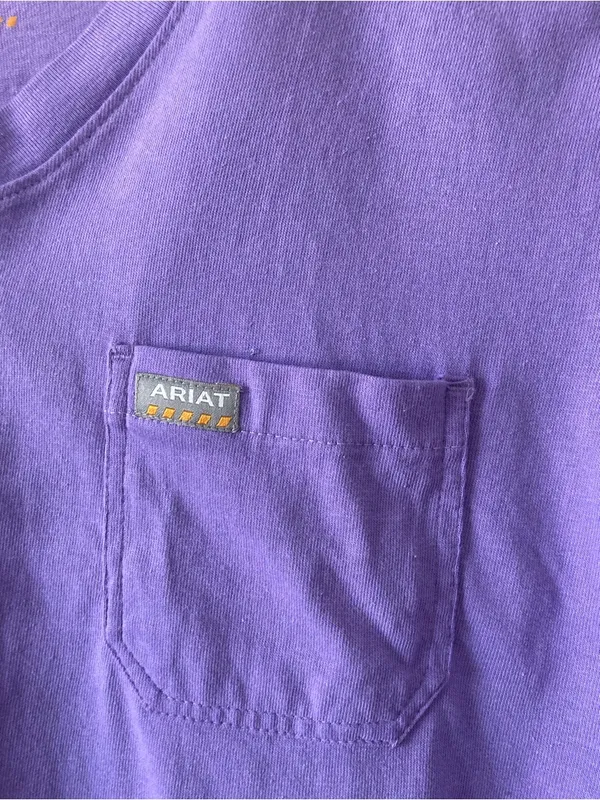 Ariat Rebar Work American Flag Purple V-Neck Tee Women's Large - Image 10