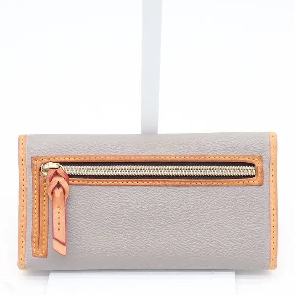 Dooney & Bourke Wallet Womens OS Continental Pebbled Leather Grey Tan Excellent - Image 3