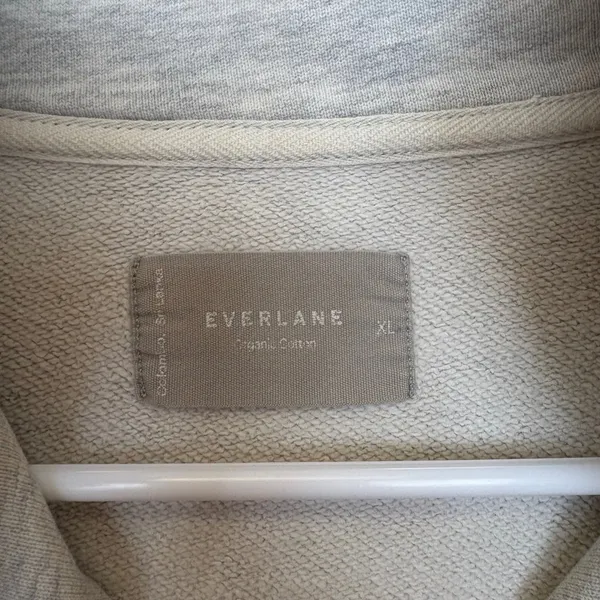 Everlane Quarter Zip Sweatshirt Women‎ XL Gray Organic Cotton French Terry - Image 4