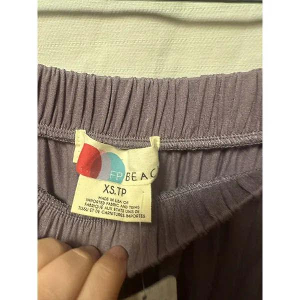 NWT Free People Beach Free-est Wide Leg Lounge Pants Size XS In Purple Taupe - Image 3