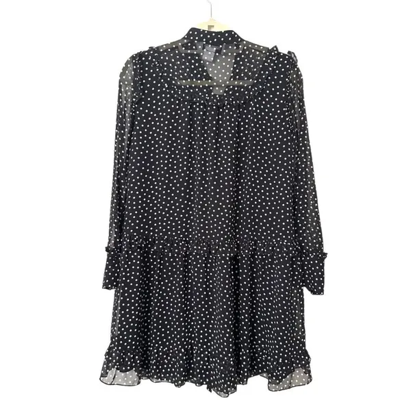 SAINTART Polka Dot Button‎ Down Dress Sz Small Black - Image 3
