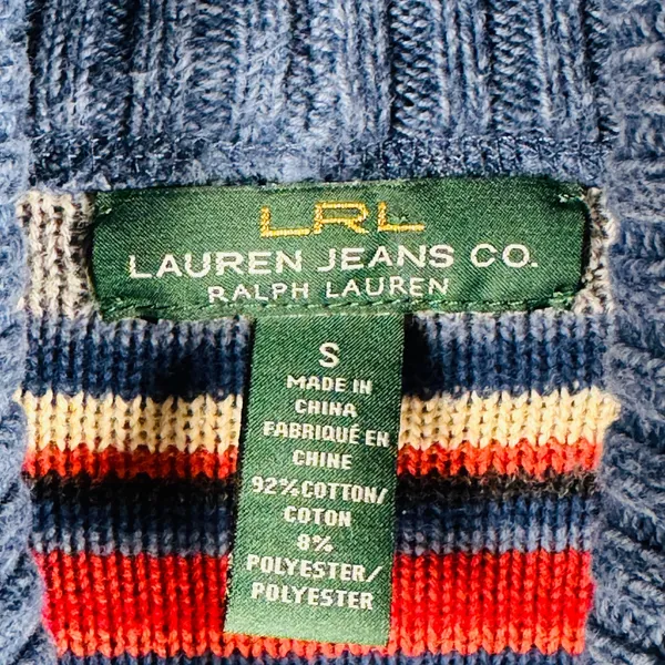 Ralph Lauren Jeans Southwestern Striped Cardigan Sweater Open Front Knit Blue S‎ - Image 3