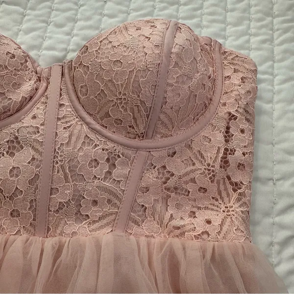 Selfie Leslie Gown Strapless Dancing With Me Sweetheart Tulle Midi Dress Pink - Image 12