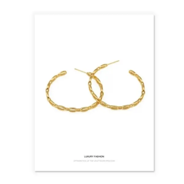 Beautiful Twist‎ 14k Gold Plated Sterling Silver Hoop Earrings, 4.2cm - Image 13