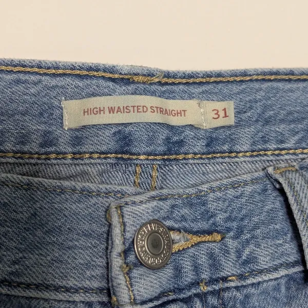 Levi's High Waisted Straight Jeans Light Wash Blue Cotton Hemp Relaxed Fit Baggy - Image 7